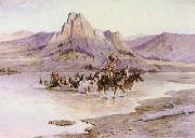 Charles M Russell Return of the Horse Thieves oil on canvas